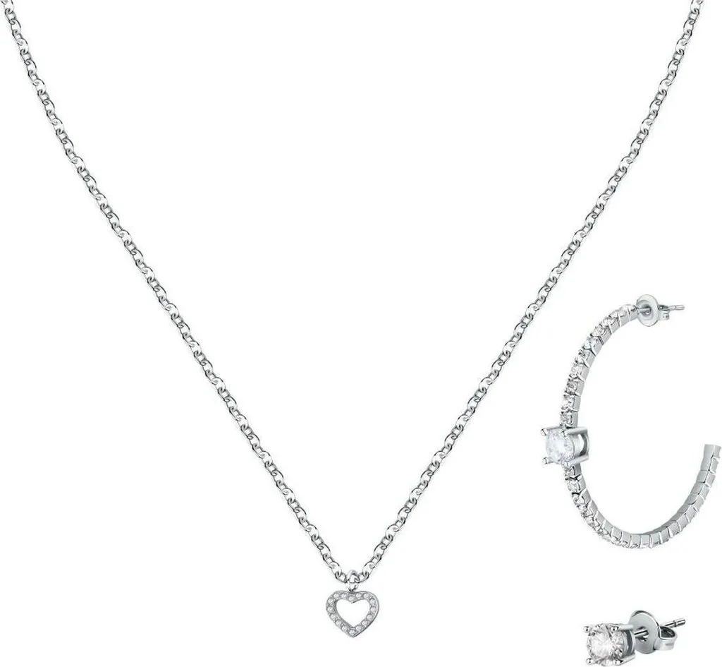 Ensemble Bijoux Femme Argenté La Petite Story avec Collier et Dormeuses