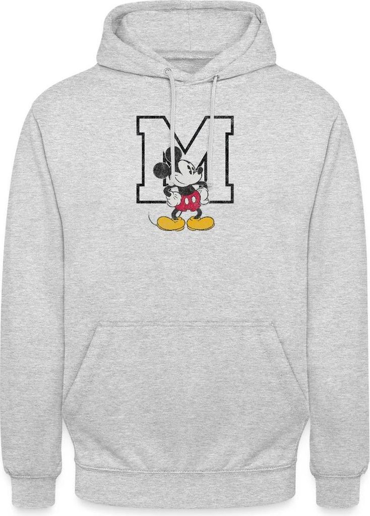 Mickey & Minnie Klassisches Mickey Motiv Mit M Uni Hoodie, 3XL, Hellgrau meliert