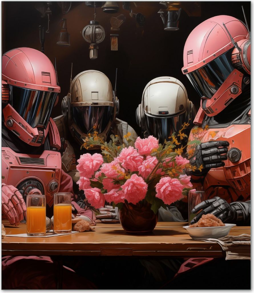 Wallario Herdabdeckplatte aus Glas, Größe 52 x 60 cm 1-teilig, Motiv Astronauten beim Frühstück