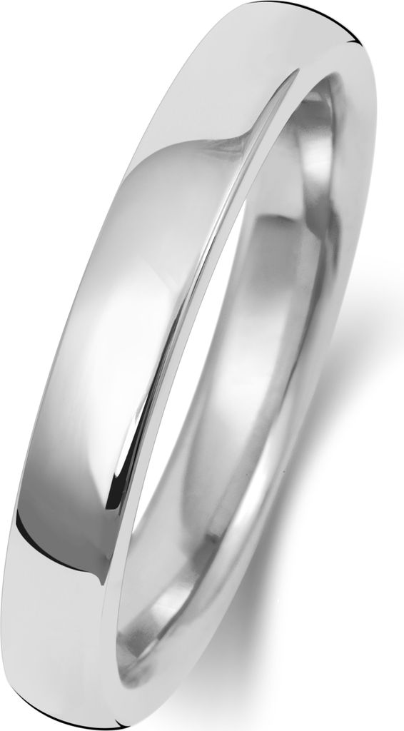 9 Karat (375) Weißgold 3mm Soft Court Form Herren/Damen - Trauring/Ehering/Hochzeitsring, 65 (20.7); TRS189569KWRSW