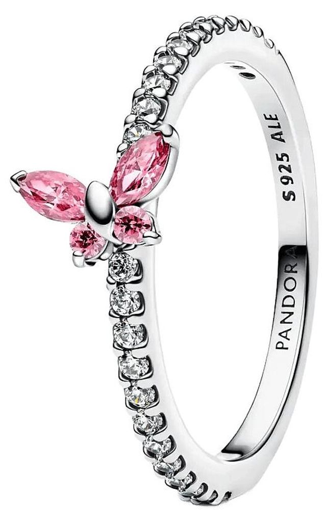 Pierścionek Pandora Glittering Butterfly Pink Silver Zdjęcie produktu 