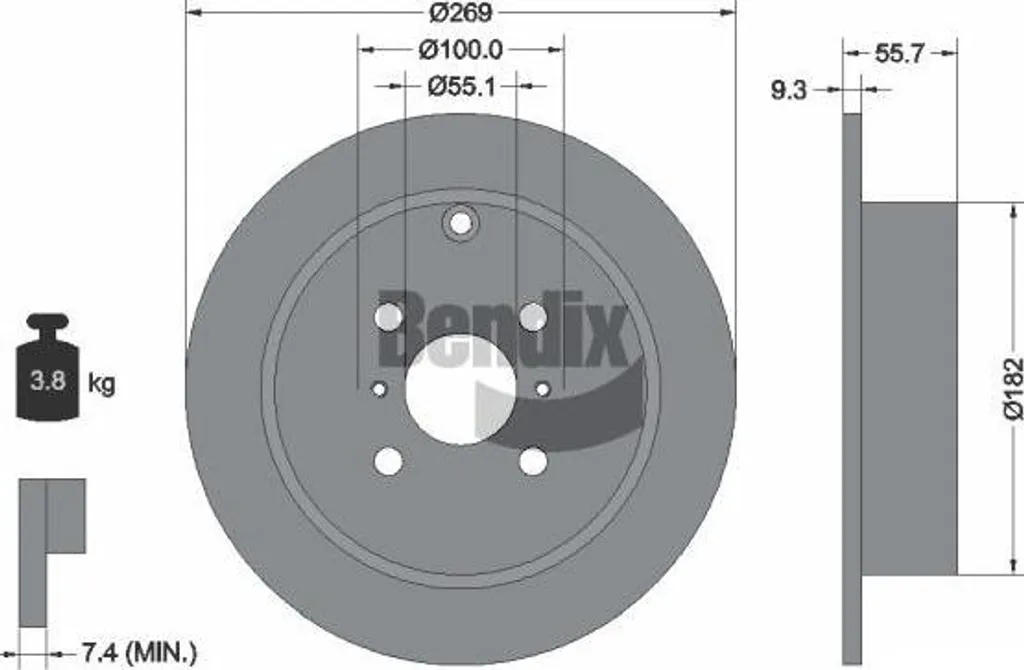 Disque de frein de rechange pour Toyota Yaris et Corolla série BDS1396