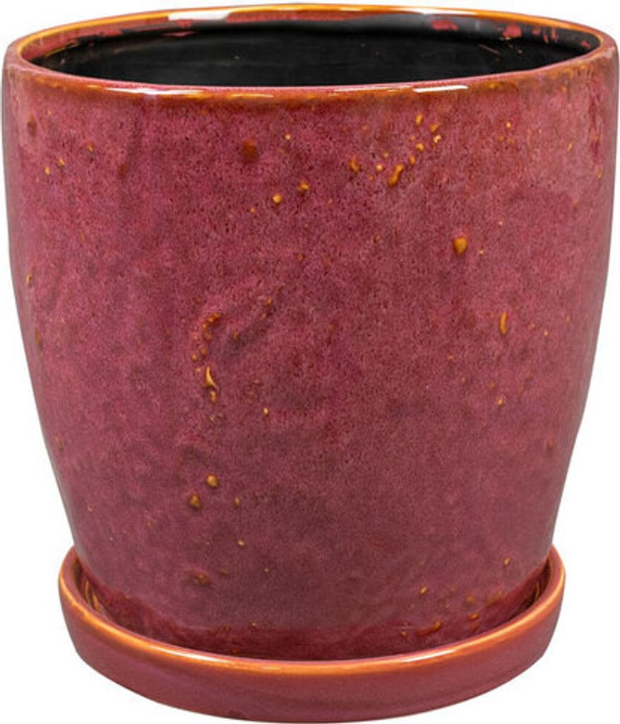 Ter Steege Blumentopf - Übertopf mit Untersetzer Rot-Lila D 17cm H 16cm
