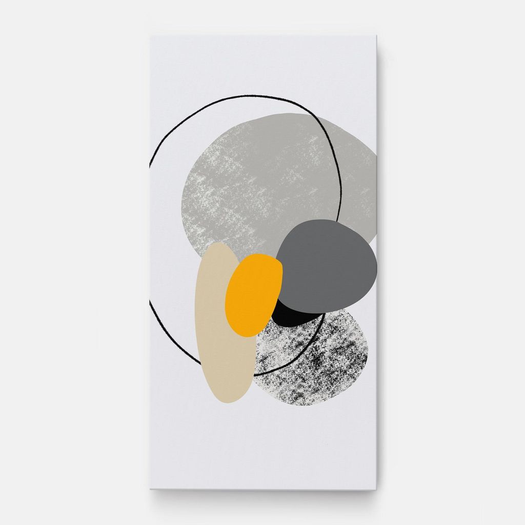 ARTHUB Leinwandbild 40x80 cm, Grey Orange Shape | Wohnzimmerdekoration, Hängende Bilder, Wanddekoration, Heimdekoration, Abstrakte, Minimalistische