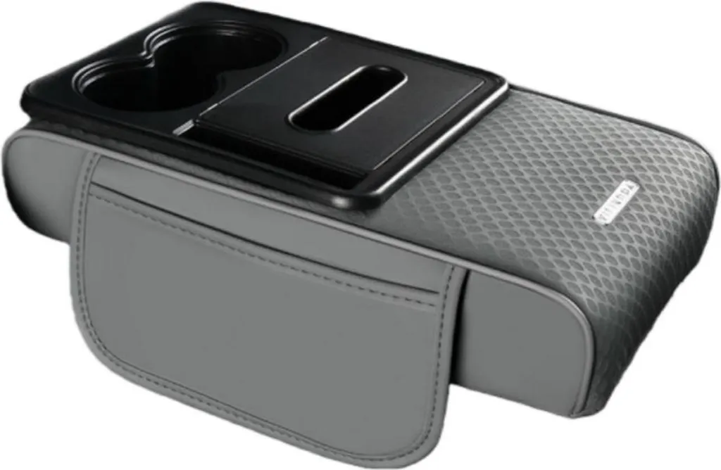 Bracciolo Auto Grigio Multifunzionale - Comfort Ergonomico e Spazio Extra