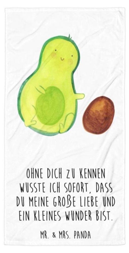 Mr. & Mrs. Panda Strandtuch Avocado Kern rollt - Weiß - Geschenk, Reisehandtuch, Geburtstag, Geburt, Avocados, Duschhandtuch, Handtuch, Strandlake...