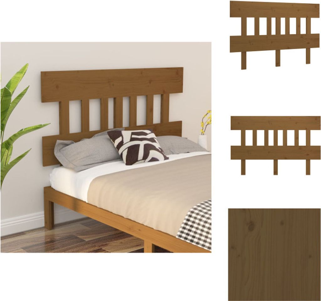 vidaXL Kopfteil Honigbraun 183,5x3x81 cm Massivholz Kiefer Produktbild 