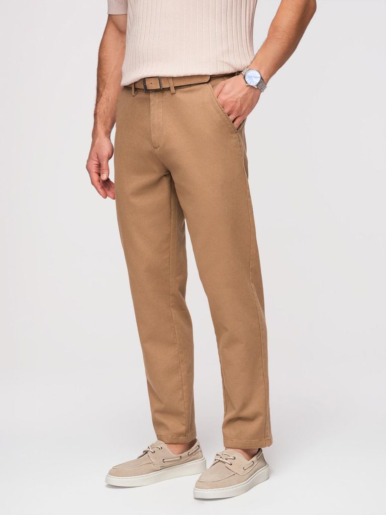 OMBRE Pants Slim Fit Casual Stil OM-PACP-0294 coffee XXL