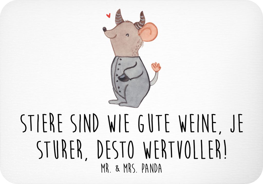 Mr. & Mrs. Panda Kühlschrankmagnet Sturer Stier - Weiß - Geschenk, holzmagnet, zettelhalter, Tierkreiszeichen, Weinmetapher, Humor, Liebe zum Det...