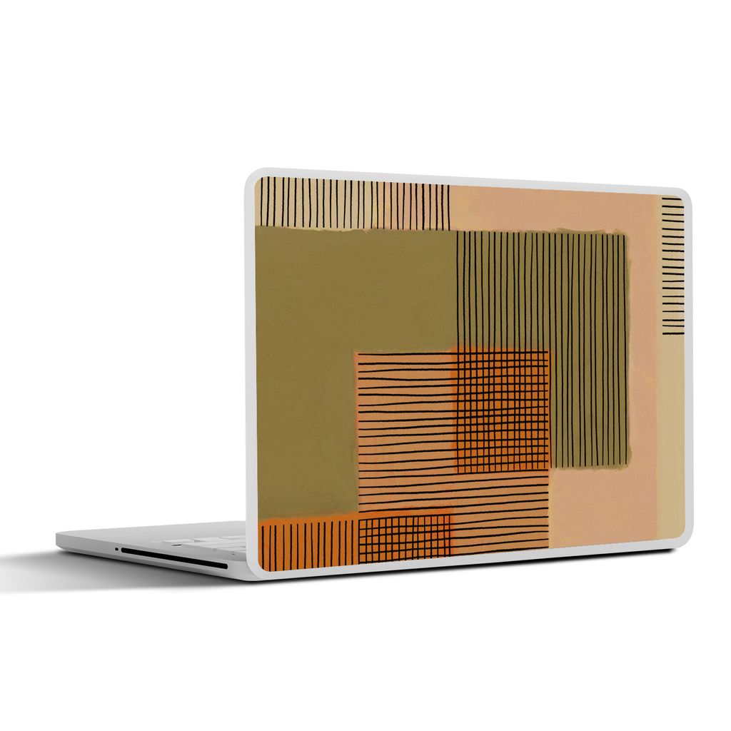 MuchoWow Laptop Aufkleber Sticker Cover Abstrakt - Linien - Würfel - Patchwork 36.5x27.5 cm - Laptop-Sticker