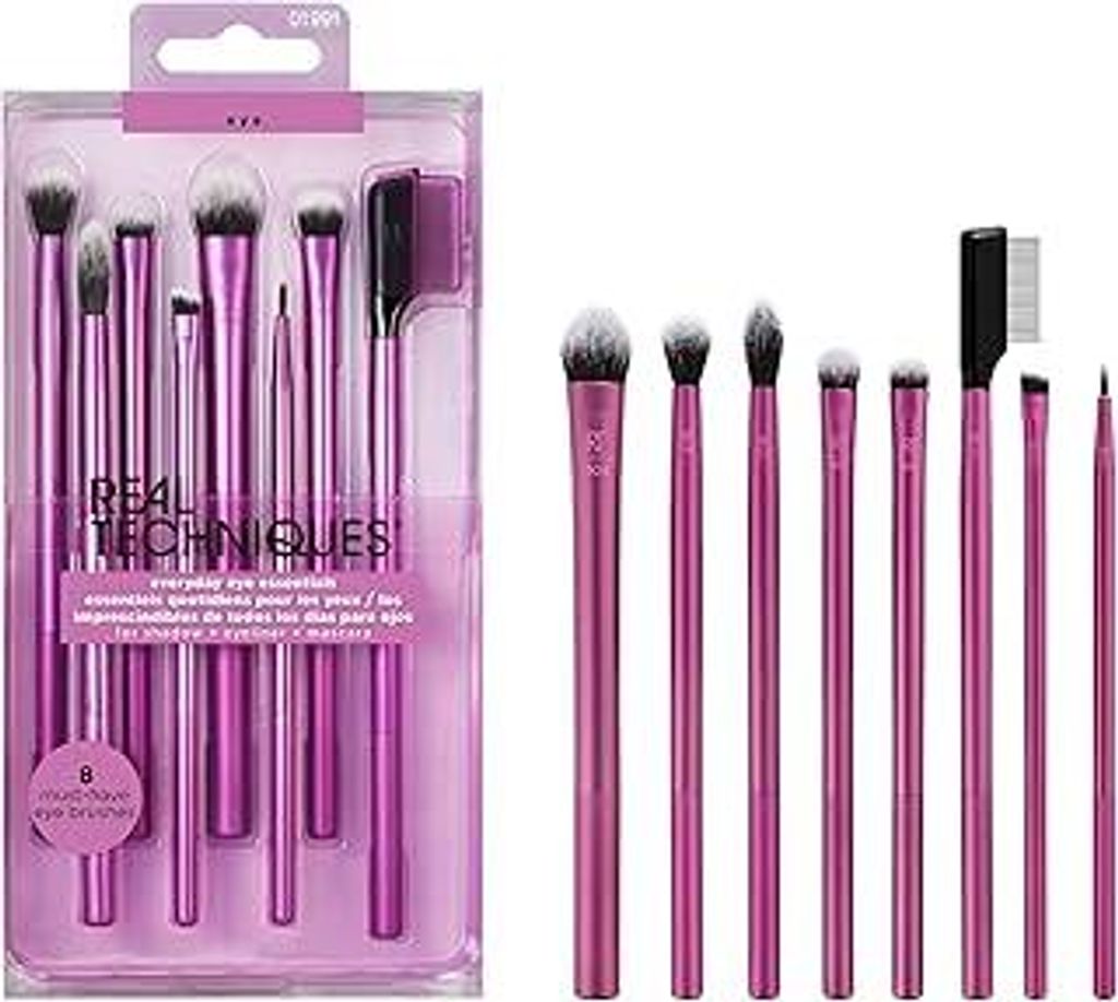 Real Techniques Everyday Eye Essentials Make-up-Pinsel-Set, Augenpinsel für Liner, Lidschatten, Augenbrauen und Wimpern, reisefreundlich, syntheti...