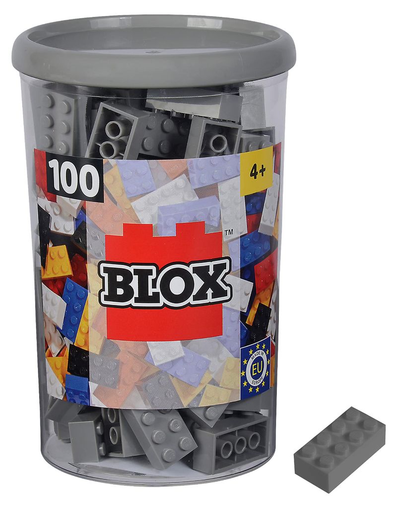 Simba Blox 100 Graue 8er Steine in Dose, Bausteine, Immagine del prodotto 