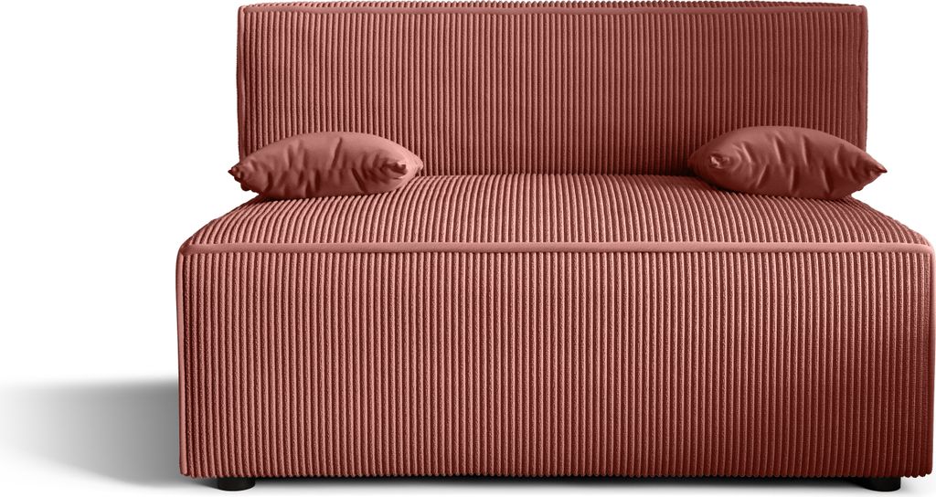 Sofa Alvito, Farbe: Rosa. Material: Kord. A: H: 85 cm, L: 94 cm, B: 136 cm,Sofa mit Bettkasten, Sofa klein.