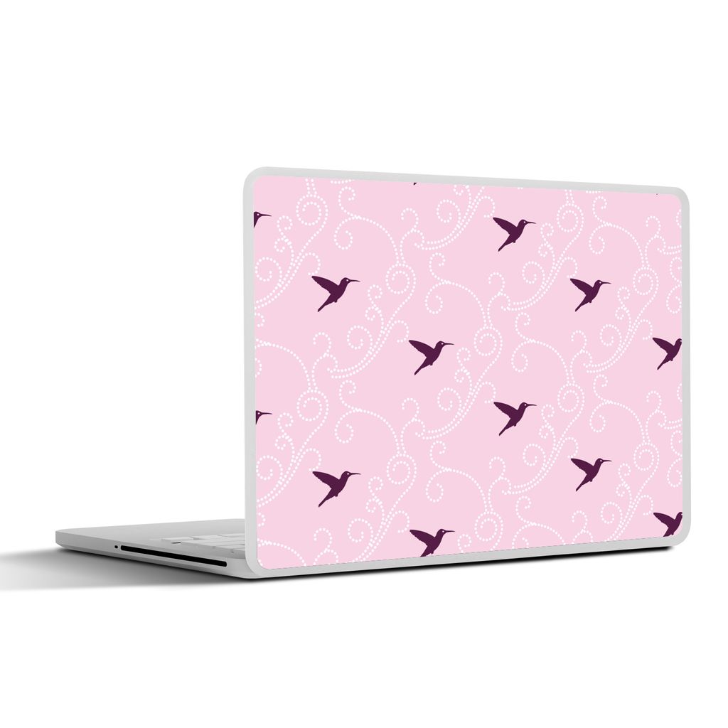 MuchoWow Laptop Aufkleber Sticker Cover Vogel - Muster - Rosa 30x21 cm - Sticker für Laptop - Selbstklebend