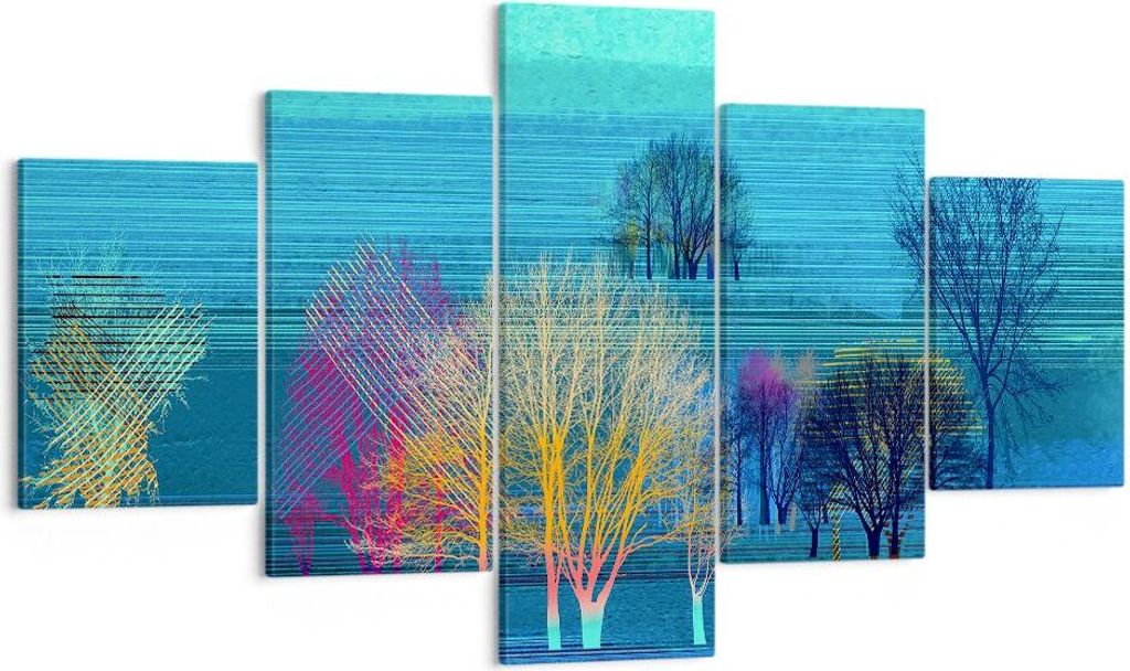 Bild auf Leinwand - Leinwandbild - Bäume Wiese Sommer - 125x70cm - Wand Bild - Wanddeko - Leinwanddruck - Bilder - Kunstdruck - Wanddekoration - L...