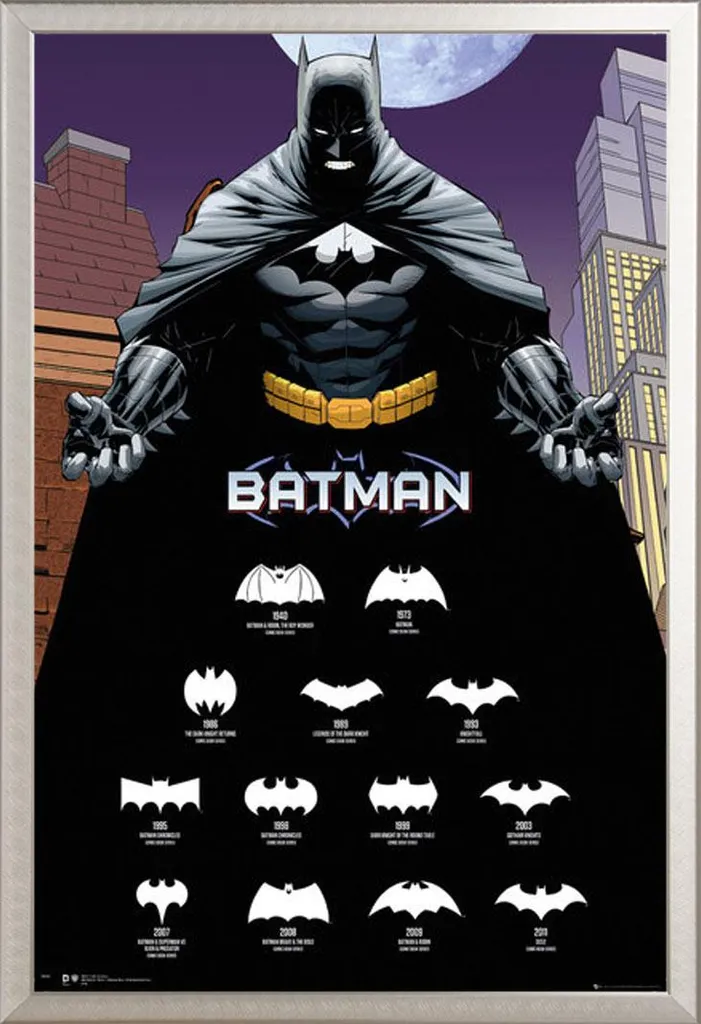 Cornice Shinsuke Alluminio Argento + Poster Batman Loghi Maxi
