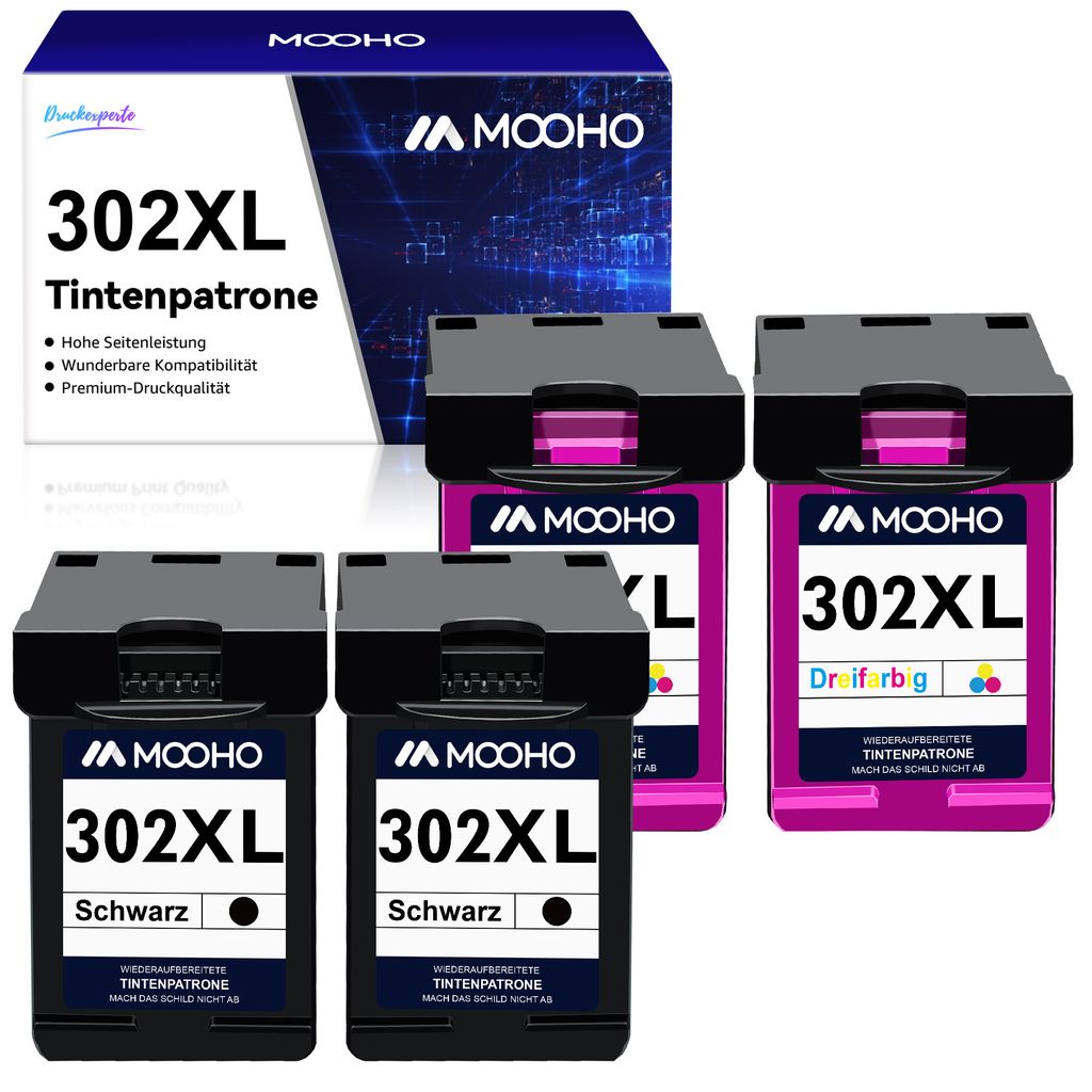 4x 302 XL ersetzt für HP 302 Druckerpatrone Deskjet 3630 3633 3634 3636 Envy 4520 4522 4524 4525 4527 OfficeJet 3830 3831 3832 3833 5220 5230 5232