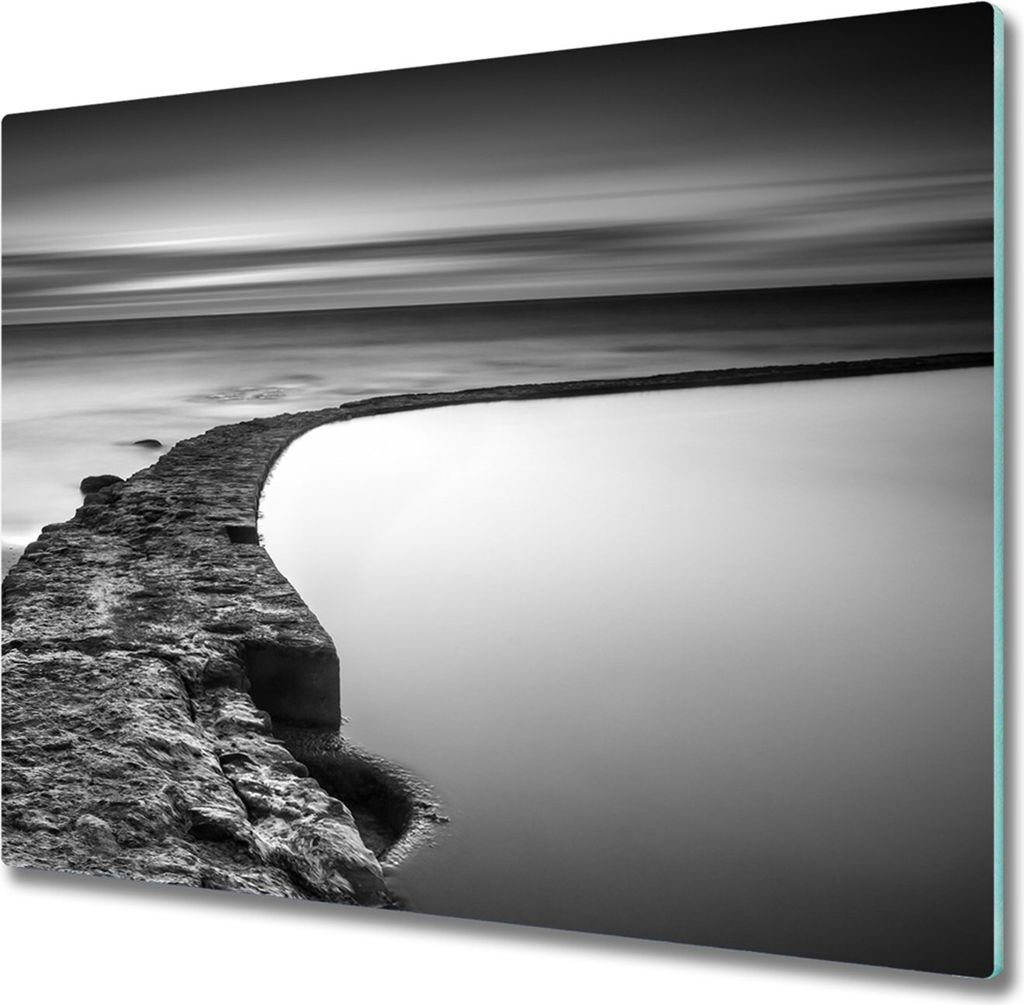 Glas Herdabdeckplatte 60x52 cm Spritzschutz Glasabdeckplatte Schneidebrett Ein Kiesstrand