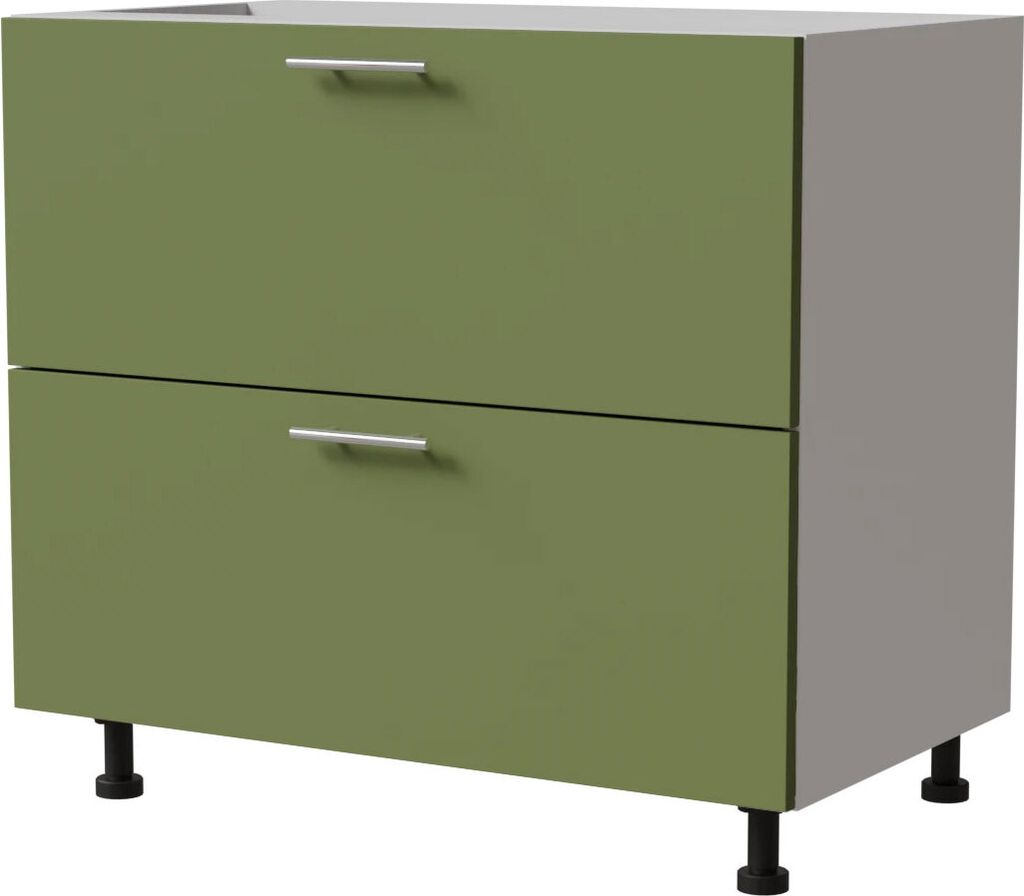 Schubladenunterschrank BRERRA 90x82cm lackiert Ausführung wählbar BR-D2 - 90,RAL 6025 farngrün Matt,weiß,Blum Metabox (Teilauszug)
