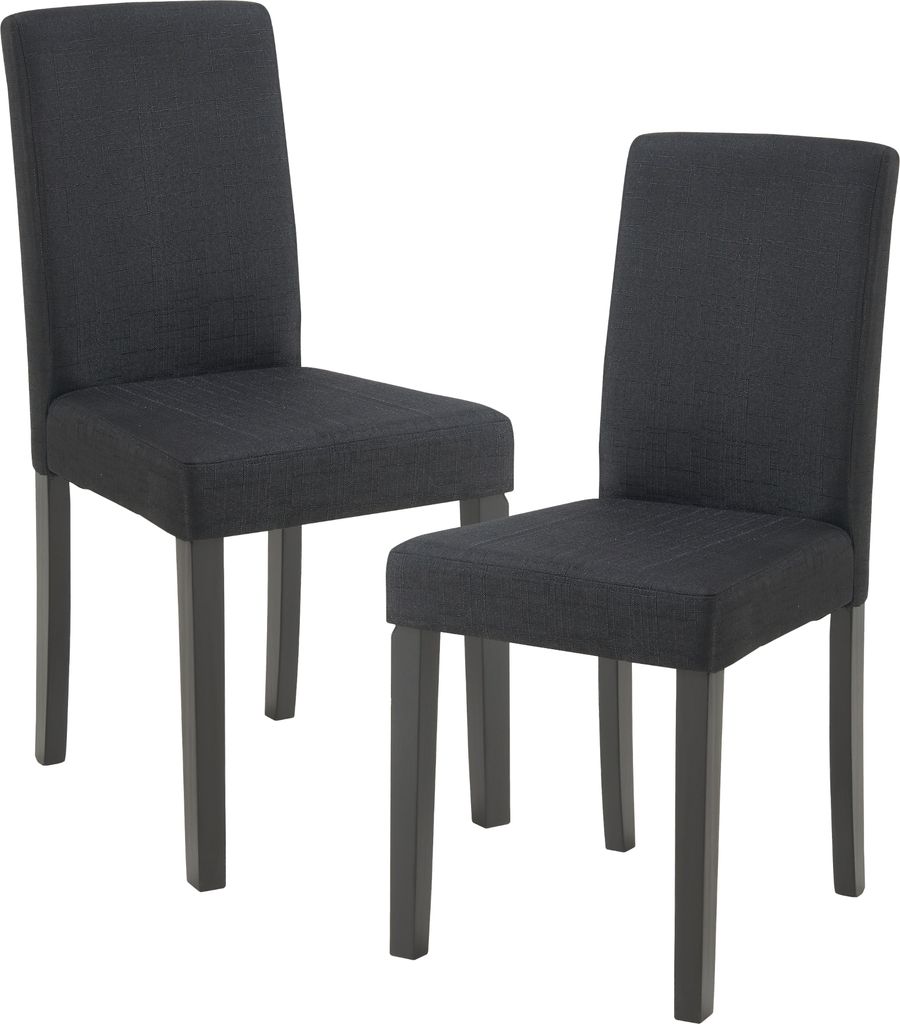 Esszimmerstuhl 'Hamburg' 2er Set Polsterstuhl Textil Holzbeine Schwarz