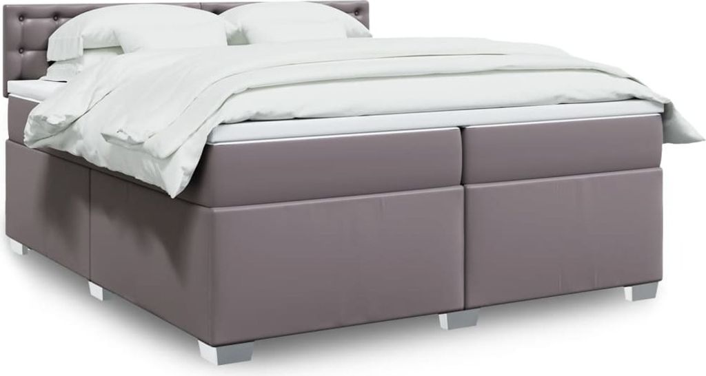 Maison Exclusive - Boxspringbett mit Matratze Grau 200x200 cm Kunstleder