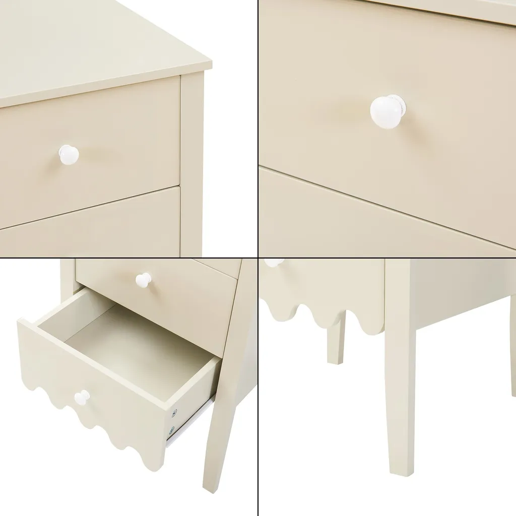 Commode 4 tiroirs Luspoo 82 cm blanc crème structure robuste chic