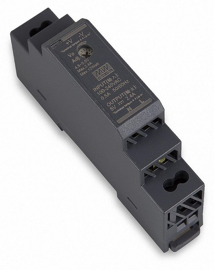 HDR-15-5 LED Netzteil Trafo Hutschienen-Netzteil (DIN-Rail) Mean Well HDR-15-5 5V/DC 12W Transformator für LED Beleuchtung, schwarz