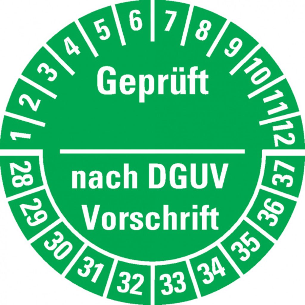 Dreifke Prüfplakette nach DGUV Vorschrift 28-37, grün, Dokufolie, Ø ...