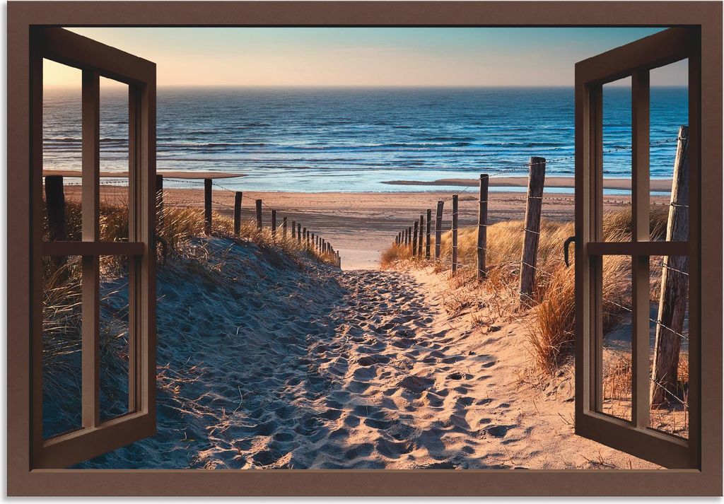 ARTland Wandbild Alu für Innen & Outdoor Weg zum Nordseestrand, braun Größe: 70x50 cm