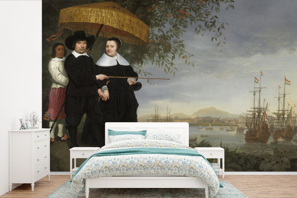 MuchoWow Fototapete für Wohnzimmer oder Schlafzimmer Wandtapete Vinyl Motivtapete Ein Großkaufmann der VOC - Gemälde von Aelbert Cuyp - 450x30...