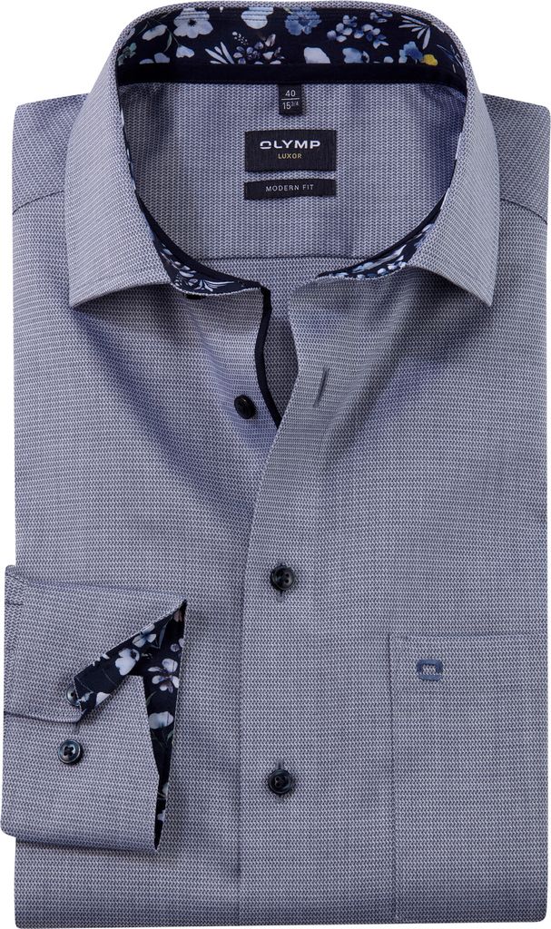 Olymp Hemd dunkelblau Modern Fit mit Brusttasche