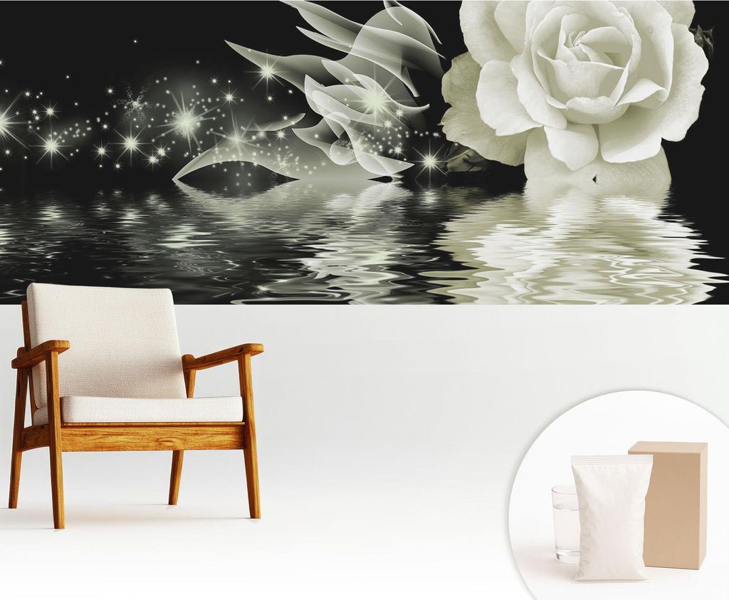 Fototapete - 250x104 cm - Tapete - Wandtapete - Wandbilder - Dekofolie - Tapete Folie - Wand - Dekoration - Wohnzimmer - Leuchtende Rose