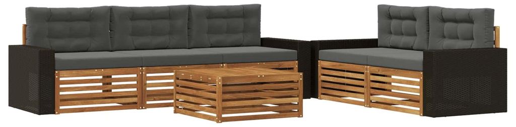 vidaXL Outdoor-Sofagarnitur 6 pcs Natur und Anthrazit