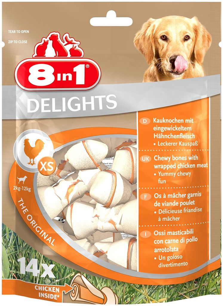 8in1 Delights Kauknochen XS - Beutel 14 Stück