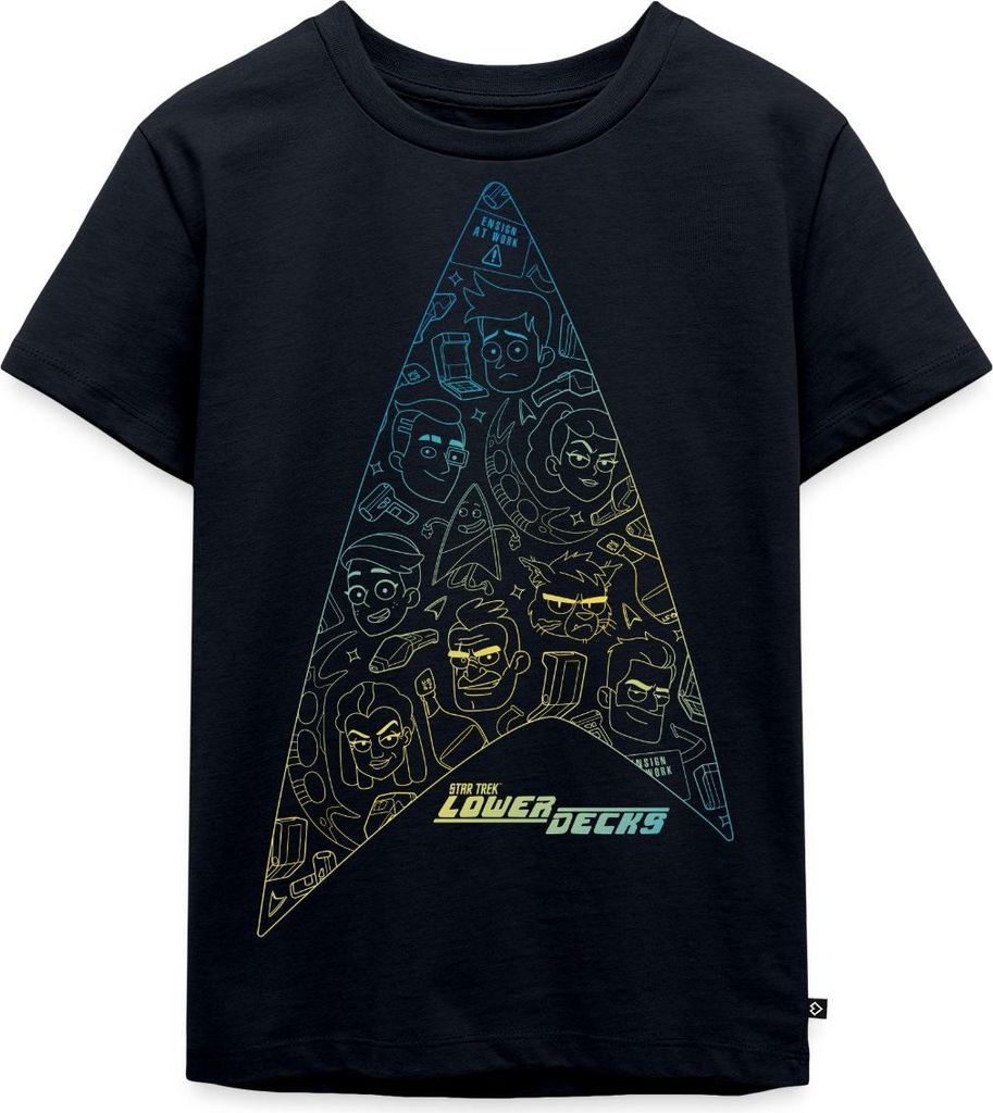 Spreadshirt Star Trek Lower Decks Logo Kinder Premium T-Shirt, 110/116 (4 Jahre), Navy