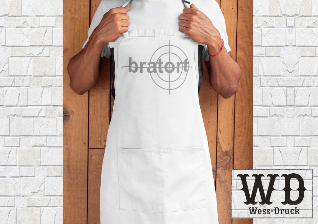 Kochschürze Grillschürze Bratort Weiß Silber