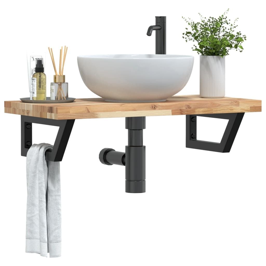 Möbel Waschbeckenregal Wandmontage Stahl und Akazienholz - Badspiegel 3302691