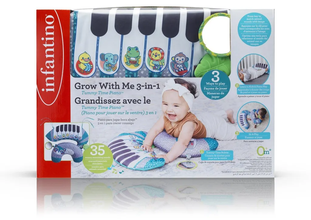 Tapis de gym bébé Infantino pour position ventrale et éveil musical