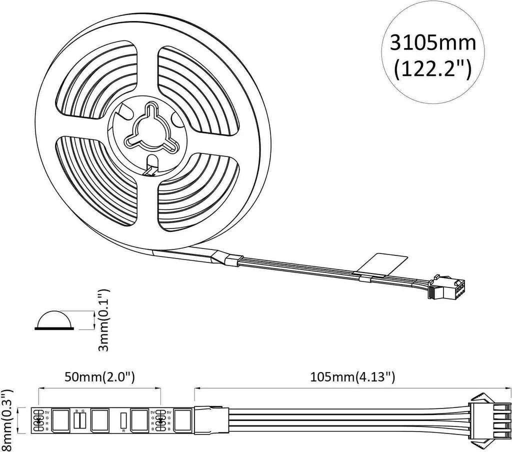 Striscia LED 2 Pezzi Nero e Trasparente 3000 mm | Illuminazione Interni - 5