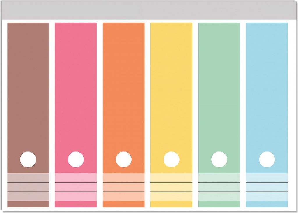 Wallario Ordnerrücken Sticker, selbstklebend für breite Ordner, 6 Stück, Motiv Regenbogen in Pastelltönen