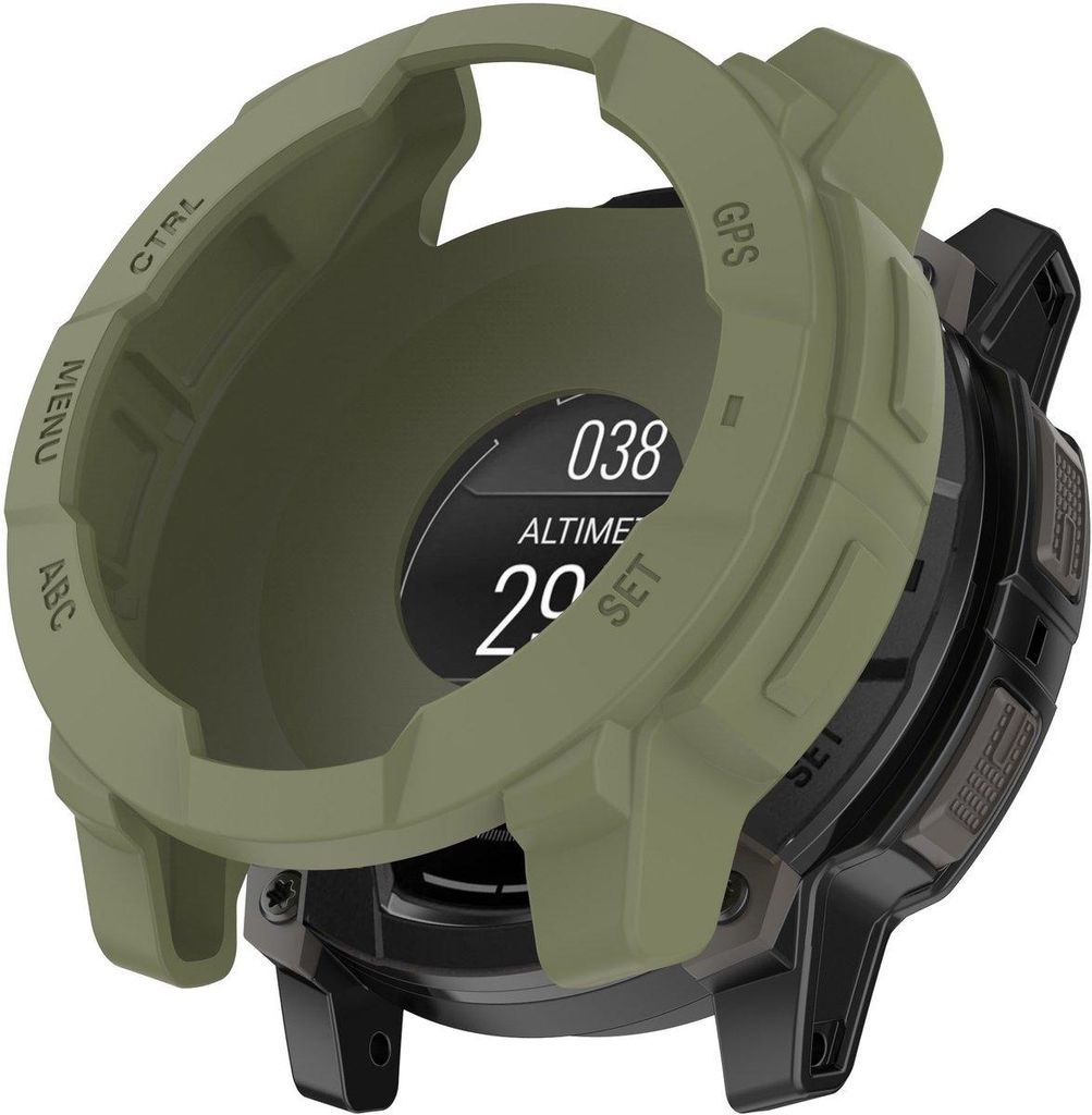 Stravo TPU-Schutzhülle passend für Garmin Instinct 3 (50 mm) – Robuste Schutzhülle – Flexibler TPU-Rahmen – Grün