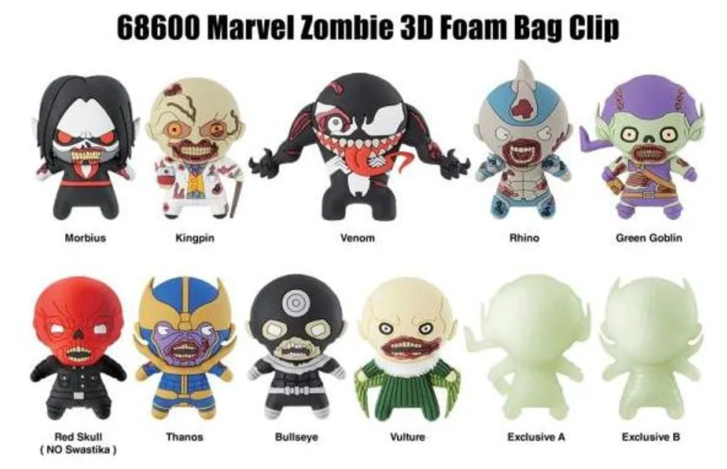 Collection Marvel Zombies : Display 24 Pendentifs 3D PVC pour Sac et Clés