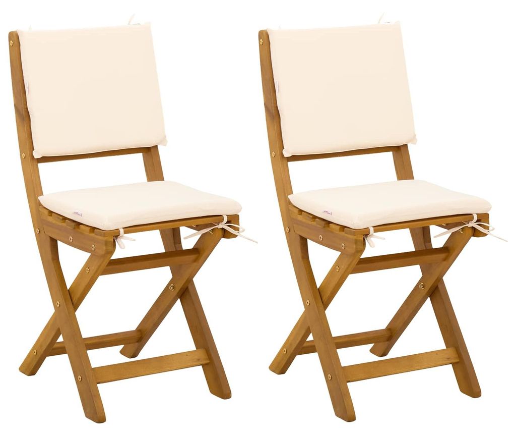 vidaXL Außen Bistro-Stühle 2 pcs Cremeweiß Massivholz Akazie