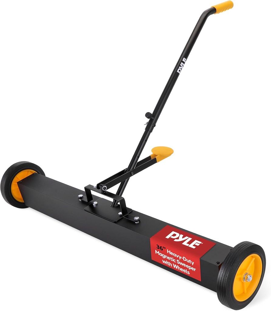 Pyle Magnetbesen, Spänesammler mit Verstellbarem Griff 89-117cm, Magnetic Sweeper, Magnetische Kehrmaschine mit starke & Langlebige Metallkonstruk...