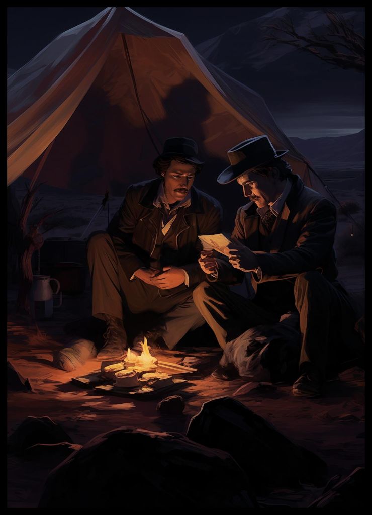 Plakat 50x70cm Wilder Westen bei Nacht