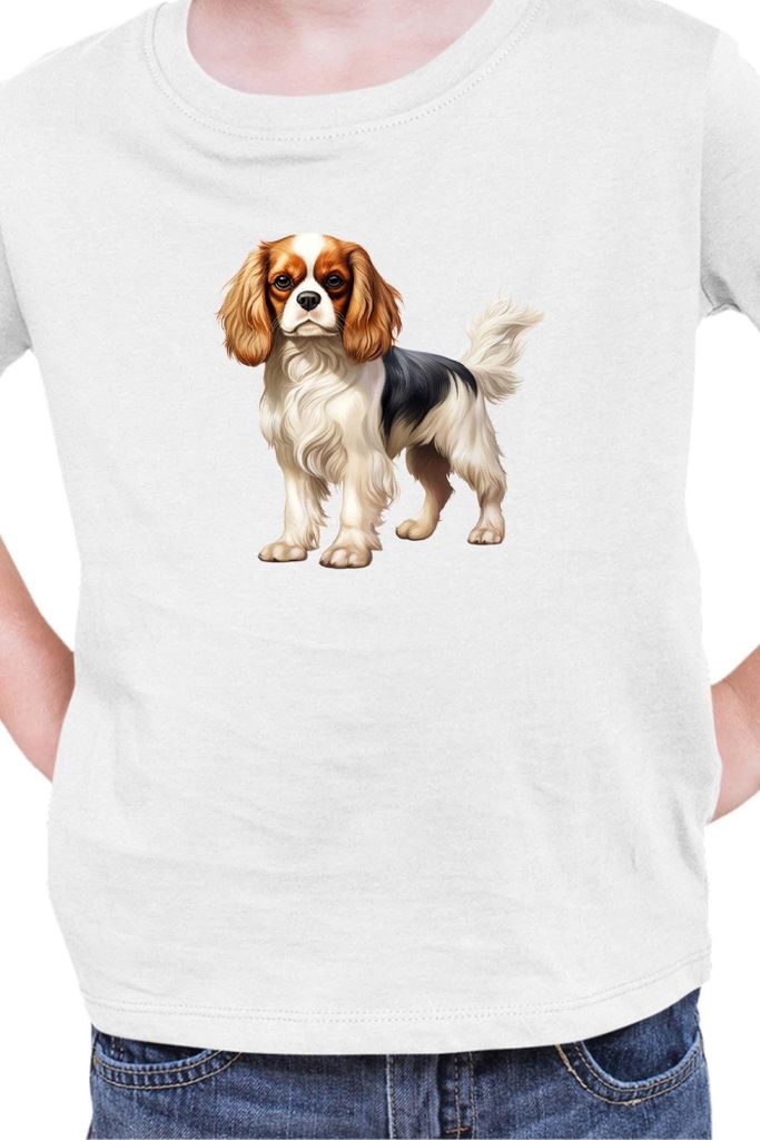 Kinder T-Shirt Dogs Breeds Cavalier King Charles Spaniel Dog Breed 005, 12-13 Jahr - 152 / Weiß