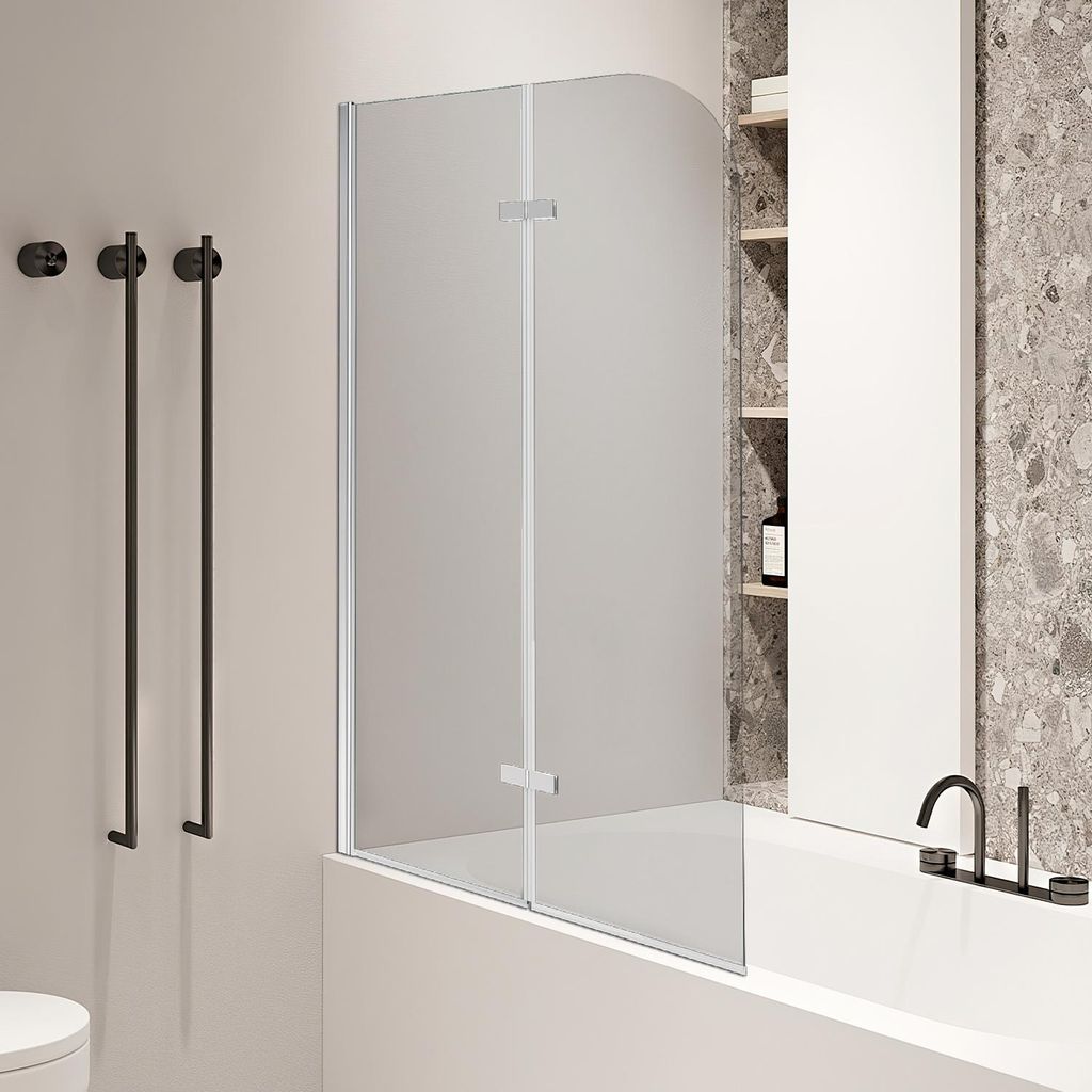 Pevná sprchová zástěna 100x140 cm, skládací panel pro vanu, Obrázek produktu 