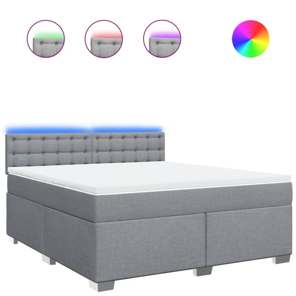 "2026 Aktion"Boxspringbett Modernes/Doppelbett - Polsterbett Erwachsene/r /Kind - mit Matratze Hellgrau 180x200cm Stoff - Klassische Betten NeuMöb...