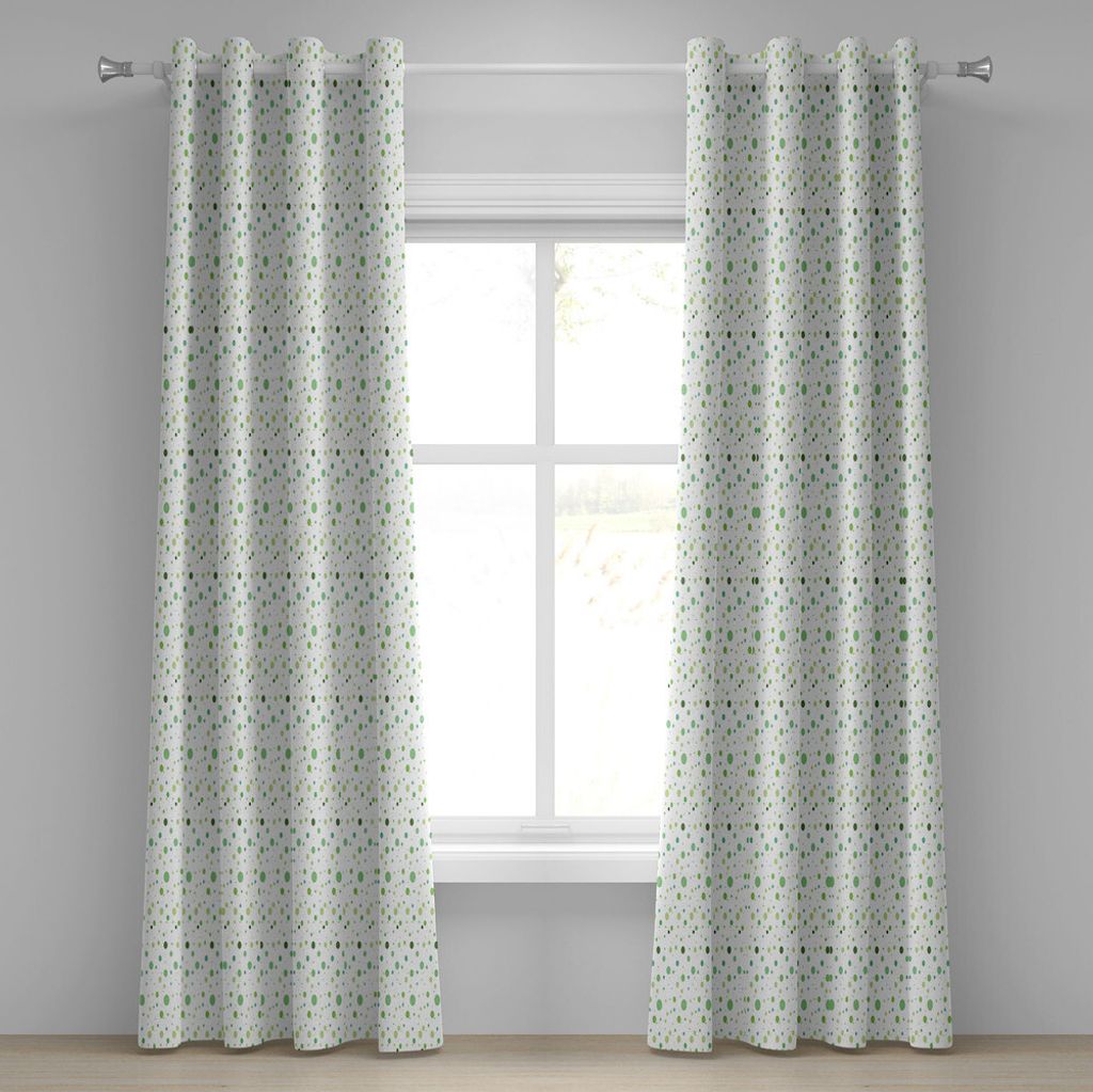 ABAKUHAUS Grün Ösenvorhang, Polka Dots Rounds auf Grün-Blau tont geometrisches Retro- Bild, Dekorative 2-Panel-Fenstervorhänge, 280 cm x 175 cm...