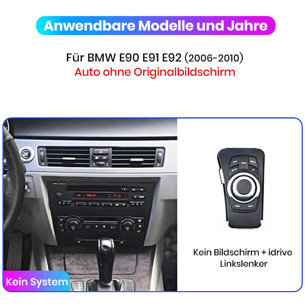 7 Zoll 1Din Autoradio mit Bluetooth Navi für 3er E90 2005 DVD Freisprechung